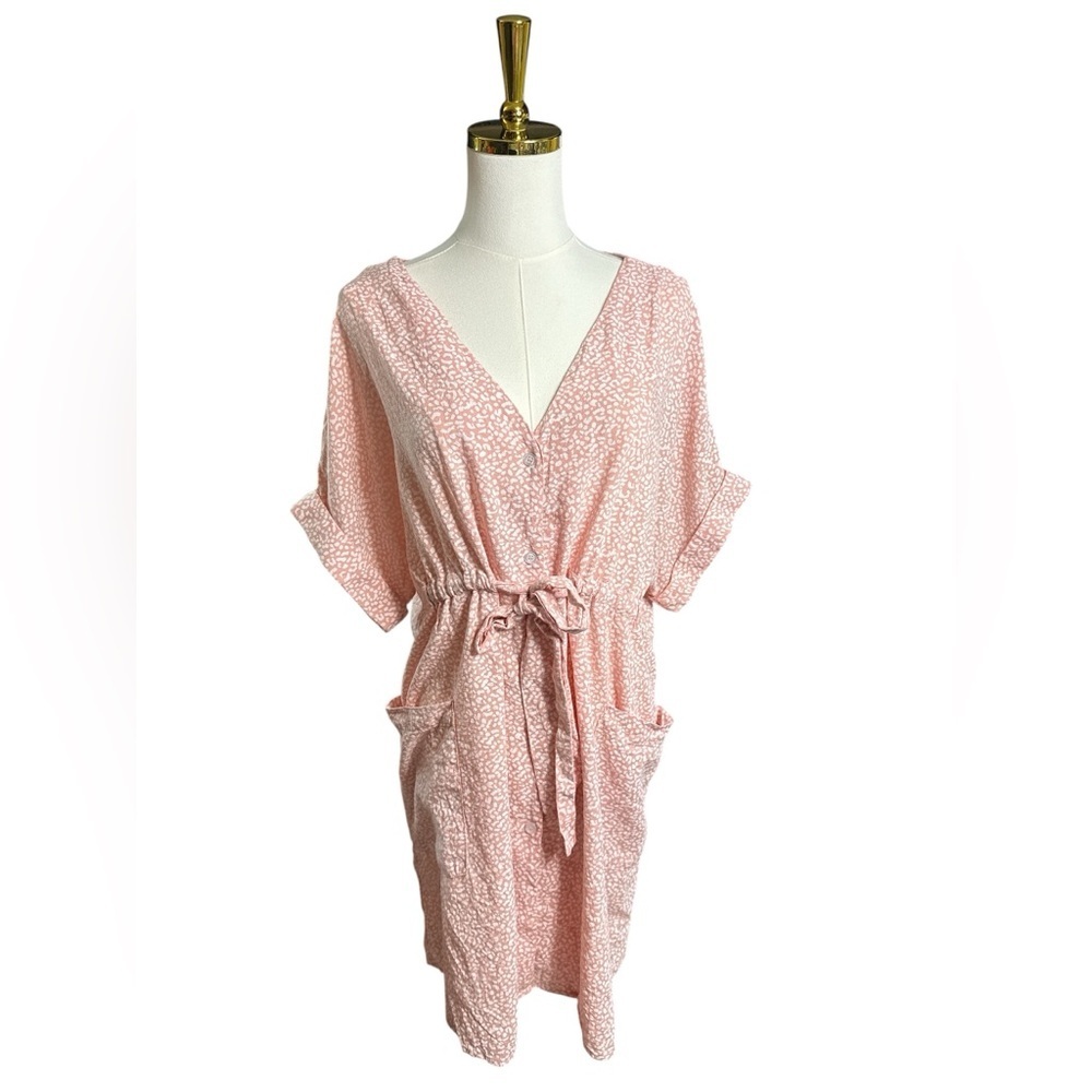 Lili Sidonio x Molly Bracken Light Pink Mauve Leopard Print Dress with Front Bow
